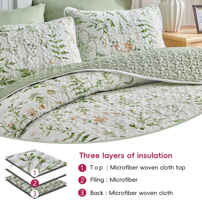 Floral Quilt Set 3 Piece Flower Quilt Sets Queen Size