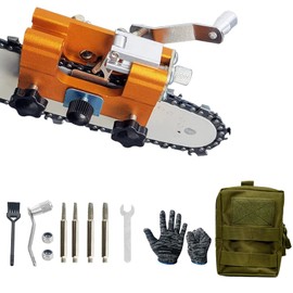 Chainsaw Chain Sharpening Jig, Deluxe Saw Sharpener Accessories Kit for All Kinds of Saws and Electric Saws, Portable Hand Crank Teeth Tool Lumberjack&Garden Worker – Yellow