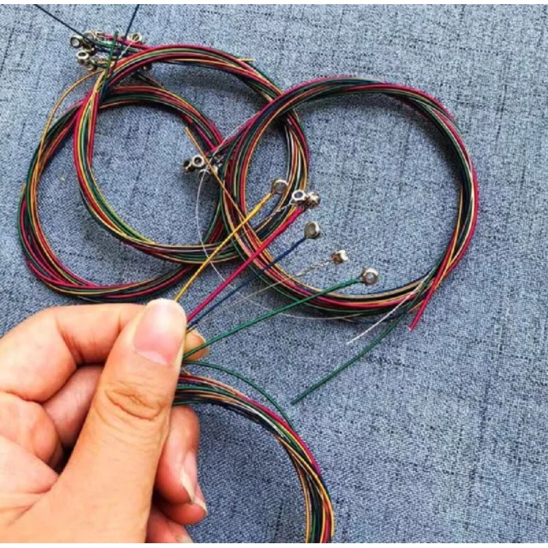 TIKA 3 Sets Colorful Acoustic Guitar Strings– 6pcs 1st-6th Steel