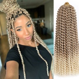 ShowCoco 18 Inch Passion Twist Hair Water Wave Crochet Hair For Black Women 6 Packs Crochet Braids Synthetic Hair Extension (18 Inch, #27/613)