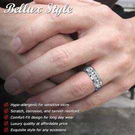 Mens Wedding Bands Stainless Steel Beveled Edge 8mm CZ Anniversary Promise Rings for Him (Size 13)