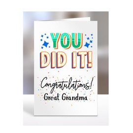 Graduation Card for Great Grandma, gifts for men, women, female, male, him, her, greetings card, presents for christmas, you did it, congratulations, A5-91_109