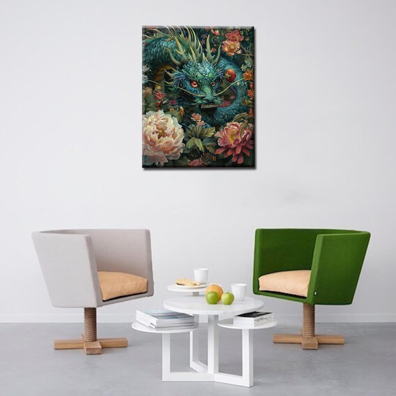 Tucocoo Green Dragon Paint by Number for Adults, Easy DIY