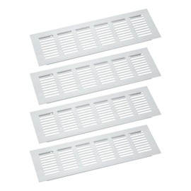 sourcing map Air Vents Cover, 4Pcs 250 x 80mm - Aluminum Alloy Mesh Air Return Vent Cover, Rectangle Louvered Ventilation Grille for Shoe Cabinet Wardrobe (Silver)