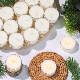 16Pcs Cedar Scented Tealight Candles, White Soy Wax Tea Lights with Essential Oils, 4h Long Burning Tea Light Candles for Spa, Romantic Decor, Meditation, Dinner, and Home Decor