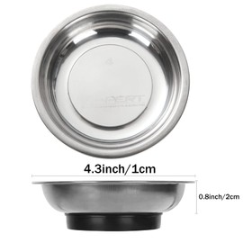 AKOLAFE 5 Pack 4.3 Inch Magnetic Parts Tray Craftsman Magnetic Tray for Mechanics Magnetic Screw Holder Magnetic Bowl for Screws Bolt Magnetic Tool Tray Stainless Steel Magnet Tray Round Magnetic Dish