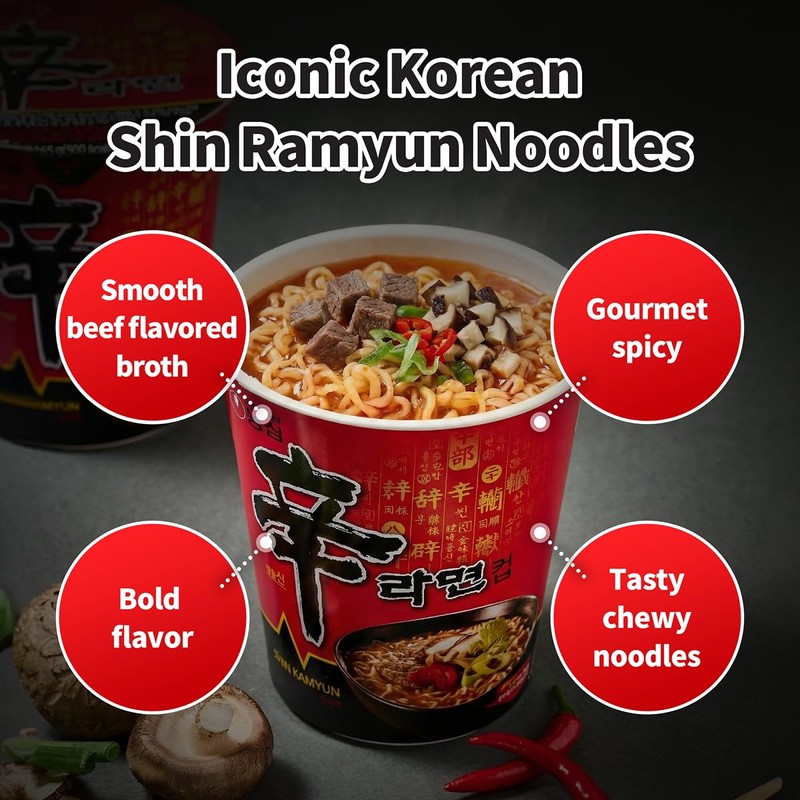 Nongshim Shin Ramyun Cup of Noodles, Spicy Signature Korean Instant