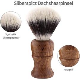 Jag Shaving Shaving Set - Sustainable 4-Piece Wooden Shaving Set - Synthetic Silver-Tip Hair Shaving Brush - 3 Razor Blades Safety Razor - Safety Razor - Leather Bag for Safety Razor