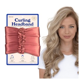 RobeCurls Satin Heatless Hair Curler — The Original Curling Headband — Hair Accessory for Overnight Curls — Bigoudi Sans Chaleur en Satin — Includes 2 Scrunchies (Rose)