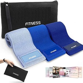 UNISEX Fabric Resistance Bands - 3 Set Non Slip Workout Exercise Bands - Ideal for Butt Booty Glutes Legs Hips Groin Squats Strength Training Rehab (Blue)