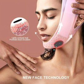 Double Chin Reducer V Line Face Lifting Tape Face Strap, Soft Silicone Chin Strap Face Shaper to Removing Double Chin for Women and Men Facial Pink