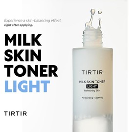 TIRTIR Milk Skin Rice Toner Light Instant Hydration with 4% Niacinamide, Pantenol, Lightweight, Pore-Tightening, Vegan, Acne-Prone, Oily Skin, Fungal Acne Safe, Korean Skin Care, 0.67 Fl Oz