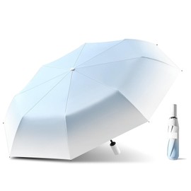 BSITSSS 1 PCS Travel Umbrella, Windproof Automatic Umbrella, UV Protection Umbrella, Compact Folding Umbrella for Men Women, Portable Folding Backpack Umbrella for Wind and Rain (Blue)