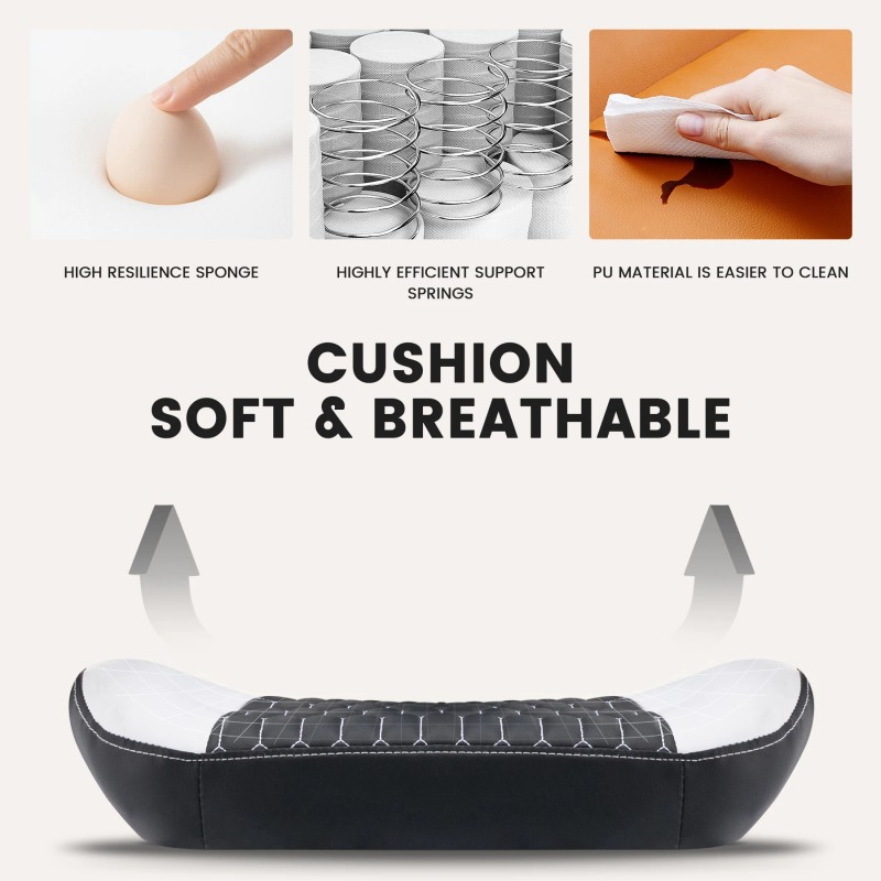 High Back Ergonomic Gaming Chair with Footrest Headrest Lumbar Support-PVC