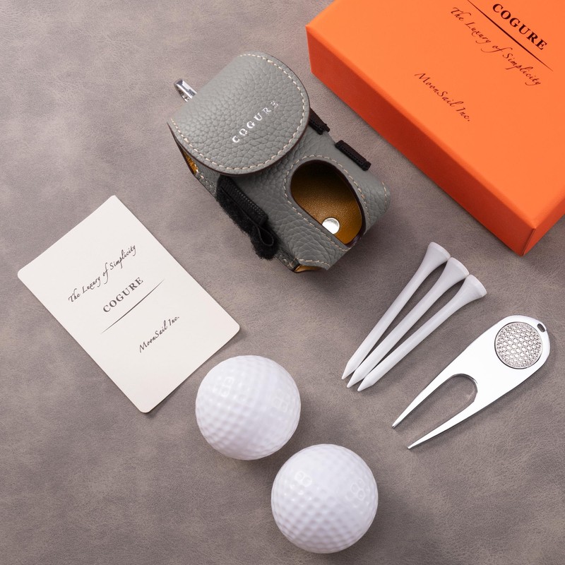 COGURE Kogre Golf Ball Case, Genuine Leather, Men's and Women's,