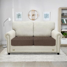 MAXIJIN Waterproof Sofa Seat Cushion Cover Jacquard Sofa Seat Cover Non-Slip Couch Seat Slipcover Protector Replacement for Individual Cushion with Elastic Bottom (Dark Brown, 1 Seater*2)