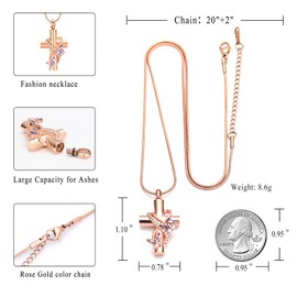 memorial jewelry Cremation Jewellery for Ash Pendant Necklaces - Butterfly Cross Urn Necklace with Crystal Butterfly Mini Cremation, Stainless Steel, No Gemstone