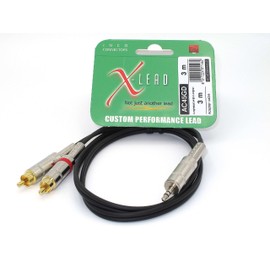 X-LEAD AC45GD010BK Professional adapter - Insert cables - RCA type gold plated tip / 3,5mm 3-pole, metal handle - (1 m, black) - made in Italy by INCO