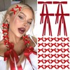 AOREAS 34PCS Red Bow Hair Clips -Hair Ribbon Bowknot Tassel