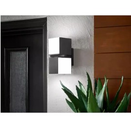 LUTEC 2-Light Dark Grey LED Outdoor Wall Mount Lantern Sconce Light 1000 Lumen