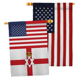 Northern Ireland US Friendship House Flags Pack Regional USA American Alliance World Country Particular Area Embroidery Small Decorative Gift Yard Banner Double-Sided Made In 28 X 40