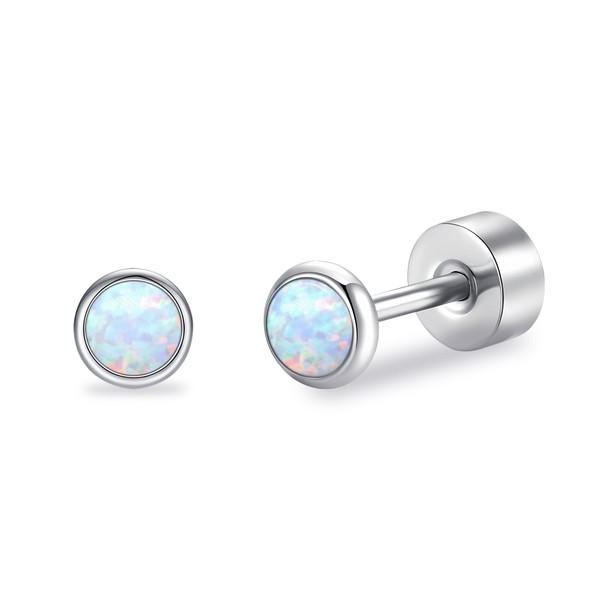 G23 Titanium Flat Back Earrings for Women, Hypoallergenic Opal Studs
