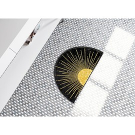 Mingnei Boho Door Mat Half Circle Rug,Boho Golden Sun Sunshine Faux Cashmere Mat Floor Mat for Bathroom Kitchen Indoor Outdoor Entrance 28x 16 Door Mat,Boho Bathroom Bohemian Decor for Home (Black)