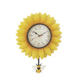 Wall Hanging Flower Clock with Analog Number Face - Sunflower