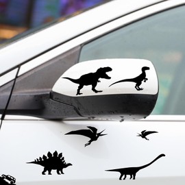 Calcomanías de dinosaurio negro para coche, calcomanías de vinilo de dinosaurio, calcomanías de pared para ventana de dinosaurio pequeño, calcomanías divertidas para coche, calcomanías extraíbles