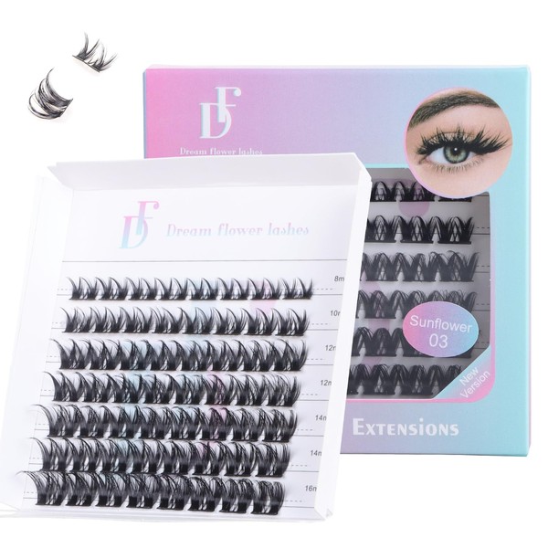 DF Cluster Lashes 156 Pcs D Curl 10-16mm Mixed DIY