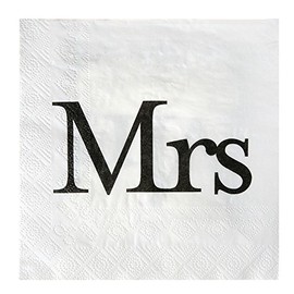Brand New Mrs. Napkins Pack of 20 with Wedding Dress, White