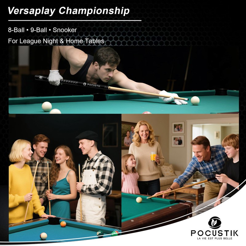 POCUSTIK Pool Cues Set of 2, 58" 2-Piece Pool Stick
