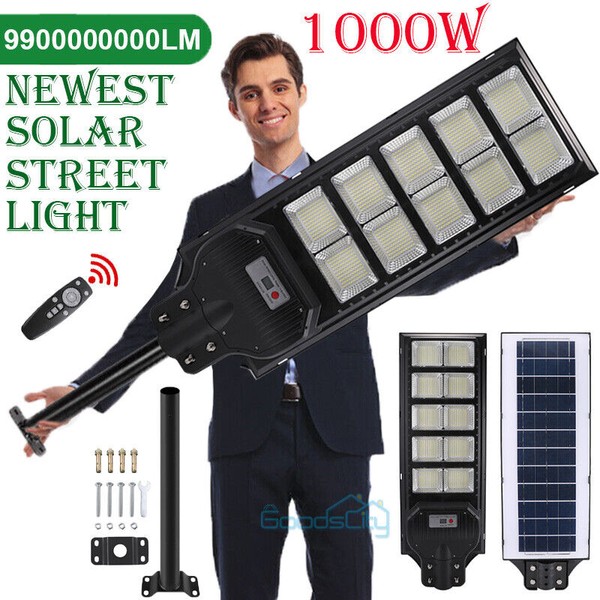 MUCH 1000W Solar Street Light Motion Sensor Commercial Dusk To