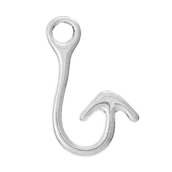 Undisclosed 10 Silver Hook Clasps - 3.7cm x 2.2cm (1
