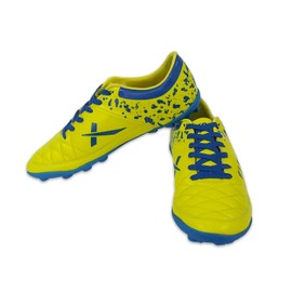 Vector X Fizer Indoor Football Shoes (Yellow/Blue,9 UK/ 10 US / 43EU) | Synthetic Leather | Moulded Insole | Faux Leather | Rubber | Thermoplastic Polyurethane | Minimal Water Absorption/Water Proof