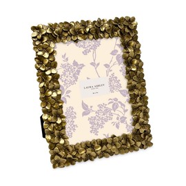 Laura Ashley 5x7 Gold Flower Textured Hand-Crafted Resin Picture Frame w/Easel & Hook for Tabletop & Wall Display, Decorative Floral Design Home Décor, Photo Gallery, Art (5x7, Gold)