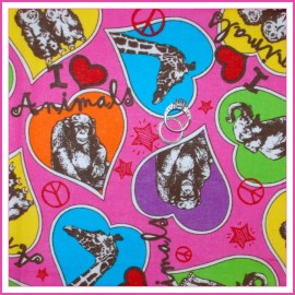 Springs Creative BonEful Fabric FQ Cotton Quilt Rainbow Circus Clown Zoo Pink Gay Pride Heart Kid