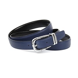 Anthoni Crown Women's Leather Reversible Belt, Black-Dark Blue