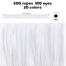 200pcs White Pipe Cleaners and self-Adhesive Wiggle Eyes, Christmas Pipe Cleaners, Pipe Cleaners Bulk, Art and Craft Supplies, Chenille Stems Pipe Cleaners, Pipe Cleaner Crafts…