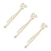 FOMIYES 3pcs Pearl Pendant Nail Charms Gold Bow and Zircon