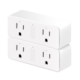 JUNLIT Dual Smart Plug, 15A WiFi Outlet Extender, Smartlife App Control, Schedule Timer Function, 2-in-1 Compatible with Alexa, Google Home Assistant, No Hub Required, ETL&FCC, 2.4G WiFi Only, 2-Pack