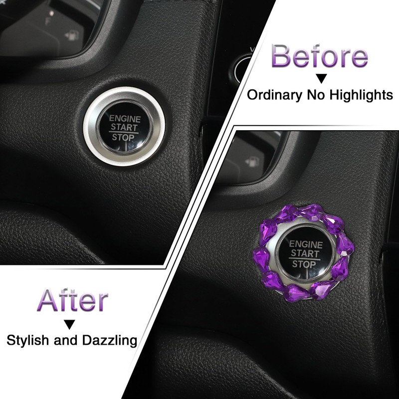 TOMALL Bling Car Engine Start Button Cover Bling Interior Crystal