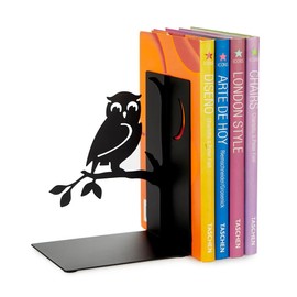 balvi Bookend Book Guard Colour Black Bookend for Bookshelf in Owl Shape Funny Access