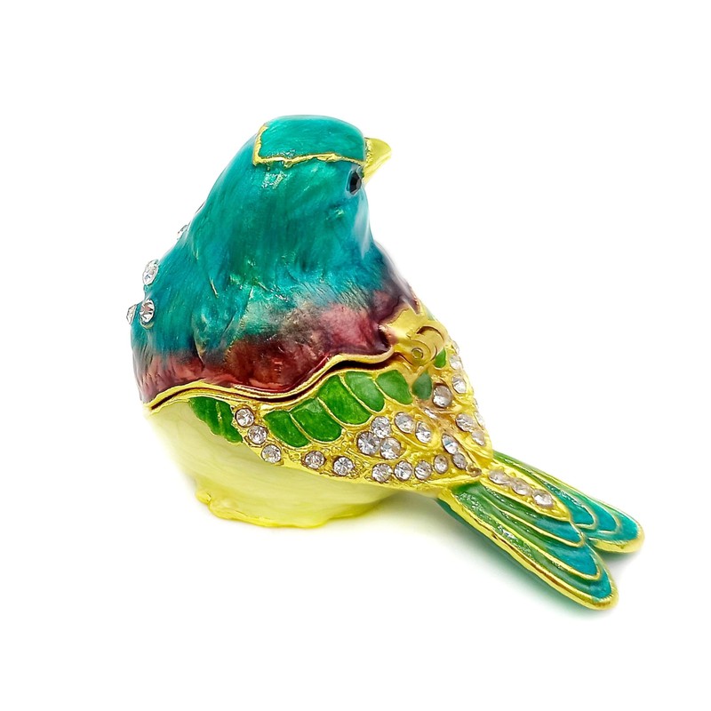 JWT Astyle Turquoise Green Bird Trinket Boxes Hinged ,Bird Decor
