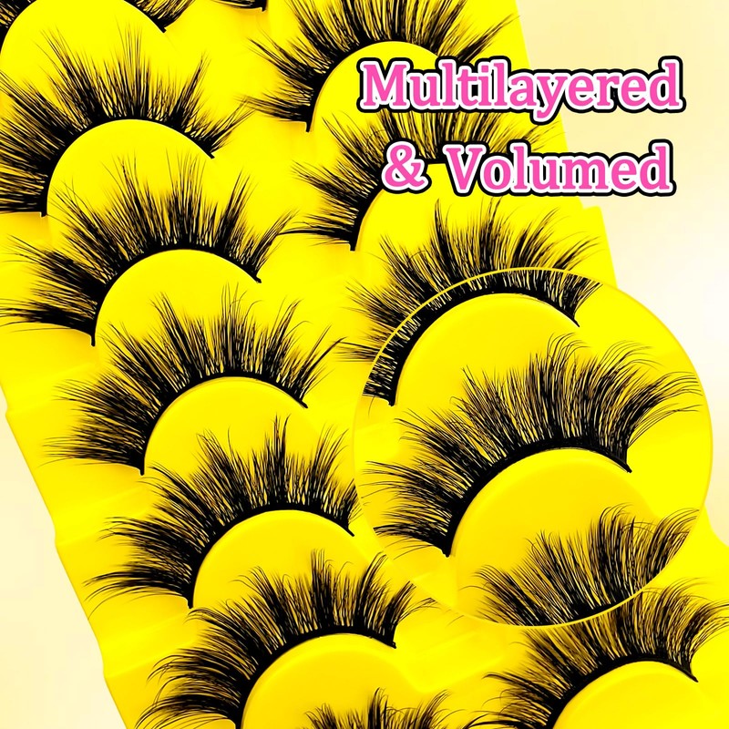 7 Pairs of 3D False Eyelashes, Cat Eye, Fluffy Volume,