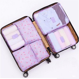 Laebevon 6 Set Packing Cubes, Multi-functional Clothing Sorting Packages, Travel Carry On Luggage Organizers Storage Bags, Travel Packing Pouches, Purple Cherry