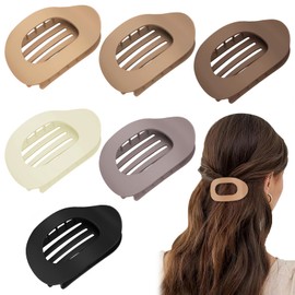 6 Stück Entenschnabel Haarspange Damen, Haarklammer Flach, Französische Flat Claw Clips mit Innenzähnen, Starker Halt für Alle Haartypen, Leicht & Bequem für Alltag, Sport, Autofahren (Matte Textur)