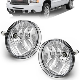 Nioboee Fog Lights Assembly Compatible with 2007-2013 GMC Sierra 1500/2007-2014 Sierra 2500HD 3500HD Clear Lens Lamps(Not Fit Classic Models)