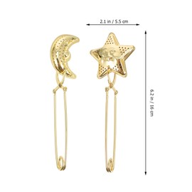 2pcs Tea Infuser Tea Strainer Moon Star Shaped Tea Filter Stainless Steel Long Grip Spoon for Loose Leaf Tea Teas, Golden