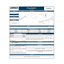 Urrea LU.09 Toallero de Barra Corto, Modelo Cassia, Acabado Cromo